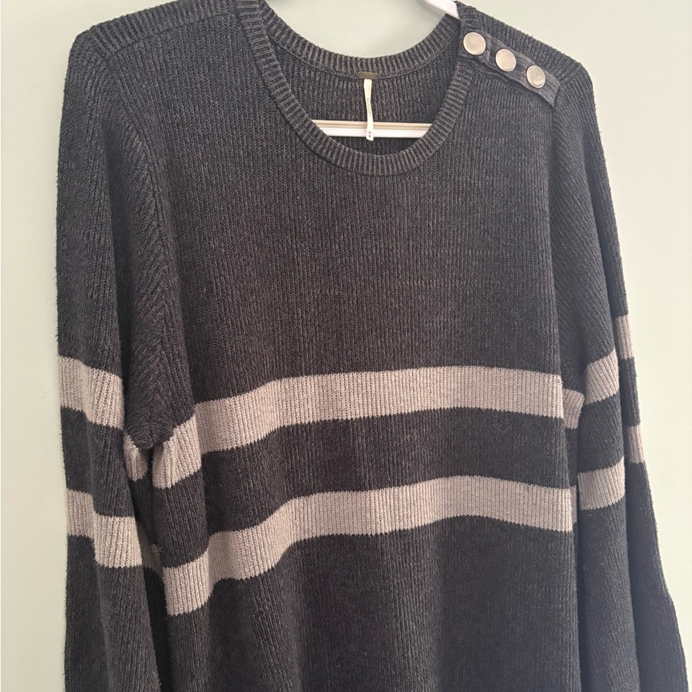 Free People Black and Gray Striped Mini Dress - Picture 5 of 14